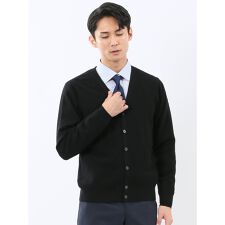 【ウォッシャブル ウール混】m.f.エディトリアル リンクス柄 ニットカーディガン