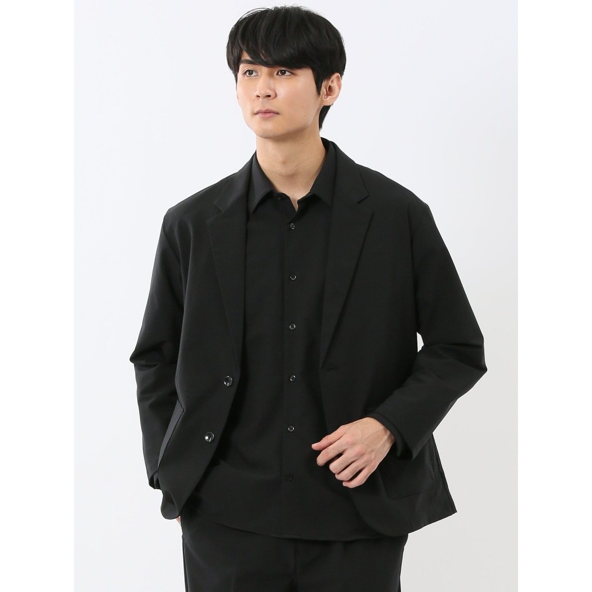 m.f.エディトリアル プリントポンチジャージ 2ボタンジャケット グレー