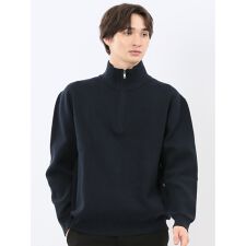 【ストレッチ ウォッシャブル】m.f.エディトリアル ハーフジップ スタンドニット セータ―