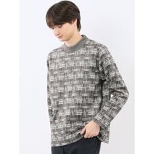 【裏起毛】m.f.エディトリアル チェック モックネック長袖Tシャツ