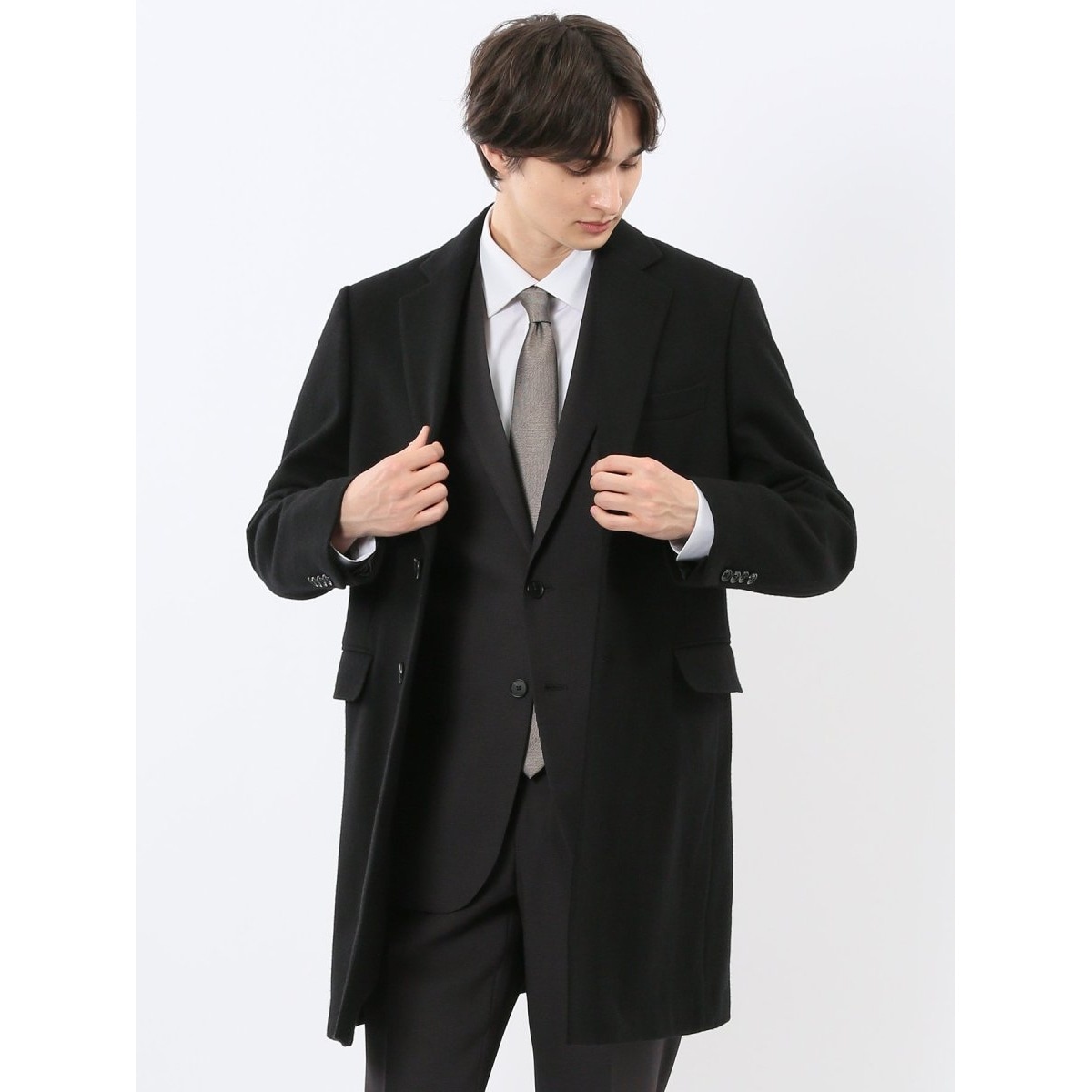 ビッグスケールクレストブリッジチェックカジュアルチェスターコート