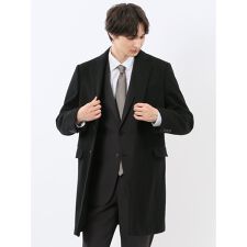 【ウール混  無地黒】m.f.エディトリアル チェスターコート