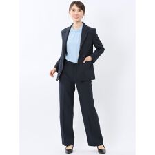 【ストレッチ ウォッシャブル】m.f.エディトリアル 1ボタンジャケット＋セミワイドパンツ 紺