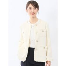 【卒入 セレモニー ハレの日】m.f.エディトリアル ファンシーツイード ノーカラージャケット