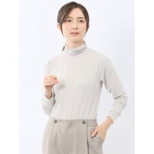 【シアー素材 吸湿発熱 ストレッチ 】】m.f.エディトリアル テレコ タートルネック プルオーバー