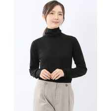 【シアー素材 吸湿発熱 ストレッチ 】】m.f.エディトリアル テレコ タートルネック プルオーバー