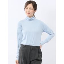 【シアー素材 吸湿発熱 ストレッチ 】】m.f.エディトリアル テレコ タートルネック プルオーバー