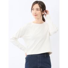 【ショート丈 インナー ロンＴ】m.f.エディトリアル ストレッチ クルーネック長袖Ｔシャツ