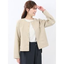 【ハンドウォッシャブル 合成皮革】タカキュー ノーカラーブルゾン