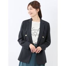 【シアー素材 軽量 ウォッシャブル】m.f.エディトリアル 麻調合繊 ダブルジャケット 紺