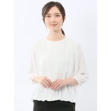 消しプリーツ 7分袖プルオーバーブラウス