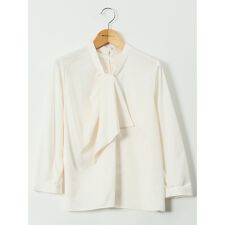 ねじりボウタイ 8分袖 プルオーバー ブラウス