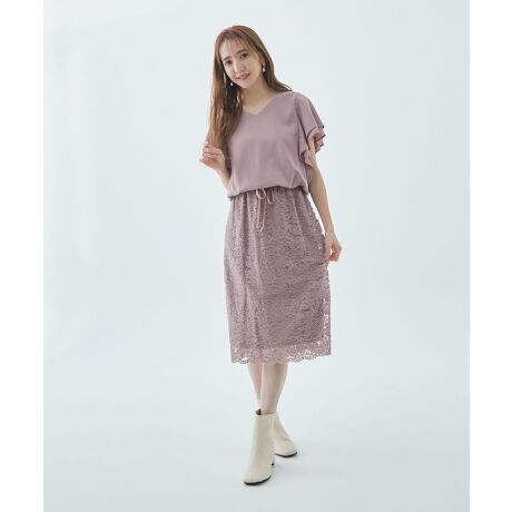 袖フレアレースドッキングワンピース ファビュラスアンジェラ Fabulous Angela Faop 0354x ファッション通販 マルイウェブチャネル