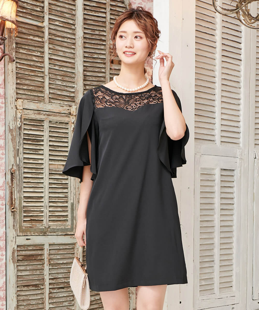 チューリップ袖のミニ丈ワンピースドレス | ドレスラボ(DRESS LAB