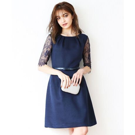 袖レース Aラインパーティードレス ベルト付 2点セット ドレスラボ Dress Lab ファッション通販 マルイウェブチャネル