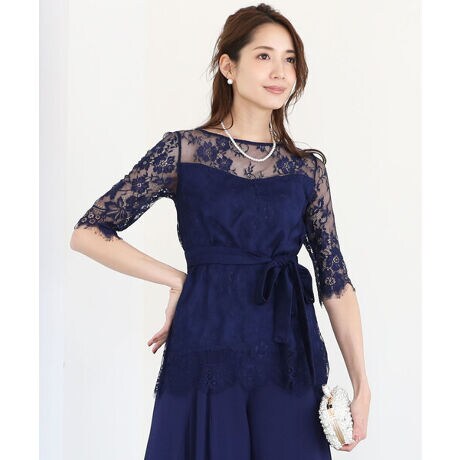 レーストップス ワイドパンツ セットアップ結婚式パーティードレス ベルト付き ドレスラボ Dress Lab ファッション通販 マルイウェブチャネル