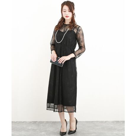 総レースシースルーミモレ丈結婚式パーティードレスワンピース アルマリア Armaria ファッション通販 マルイウェブチャネル