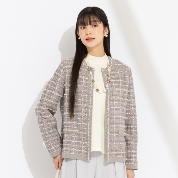 美品✨MAX＆CO ノーカラージャケット　ツイード　大きいサイズ46/4L 美品✨MAX＆CO ノーカラージャケット ツイード 大きいサイズ46