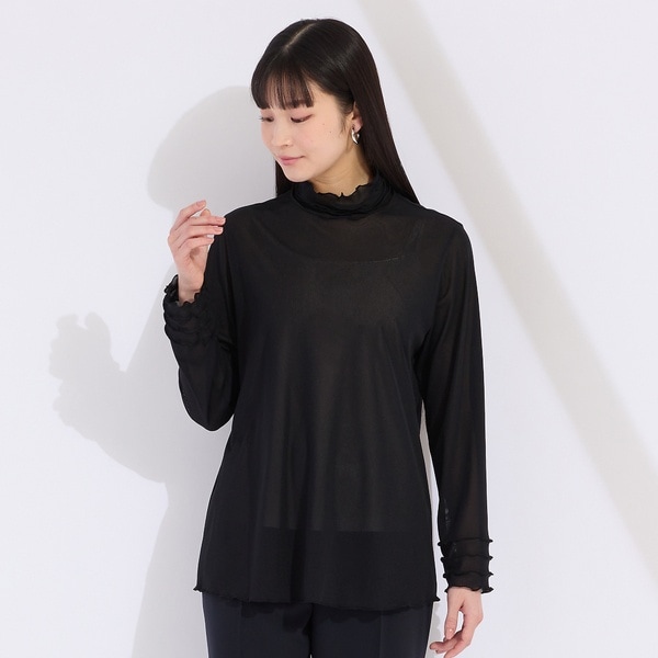 Liliane Burty（Lサイズ） / リリアンビューティ ワイズメッシュ　ハイネックフリルTシャツ　 ワイズメッシュ ハイネックフリルTシャツ | リリアンビューティ