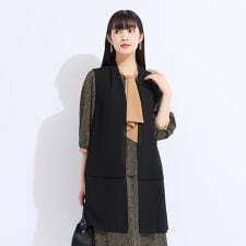 【セットアップ対応】梨地ジョーゼットノーカラーベスト