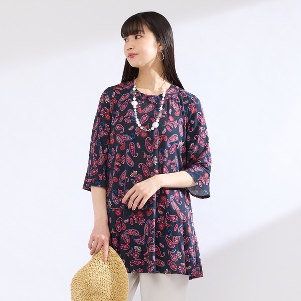 リリアンビューティ（Liliane Burty）/【M〜4L】ウォッシャブルペイズリープリントTシャツ M～4L】ウォッシャブルペイズリープリントTシャツ | リリアン