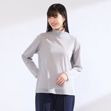 【M～４L】ウォッシャブルハイネックチュールTシャツ