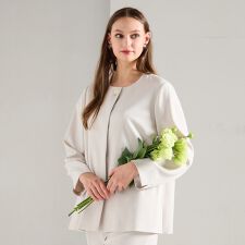 【M～4L/セットアップ対応】ストライプノーカラージャケット