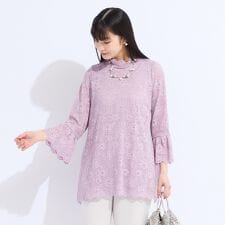 【M～４L】コードレースチュニックブラウス