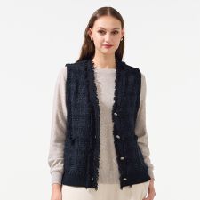 【L～４L】ツイードニットベスト
