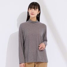 【M～4L】吸湿発熱ハイネックボーダーＴシャツ
