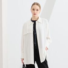 【M～4L/セットアップ対応】バックサテン梨地衿付きブラウス