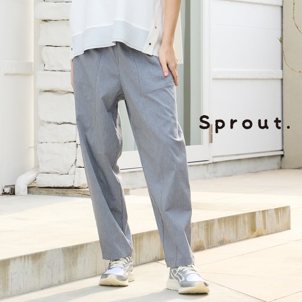 【Sprout./L～4L】オールゴムドビーストライプパンツ