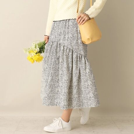 ティアードロングスカート裏地アリ】ダルメシアン柄スカート  