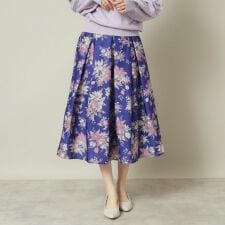 【手洗い可／後ろウエストゴム】シャンタン花柄スカート