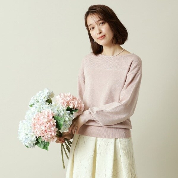 通勤／手洗い可】ラメ編地切替ボートネックニット | イッツデモ(ITS
