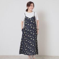 【手洗い可／無地・花柄】ジョーゼットキャミワンピ