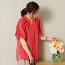 イッツデモ(ITS'DEMO)の【UVケア吸水速乾洗濯機OK冷感】麻調合繊チュニックブラウス＜ラク服シリーズ＞