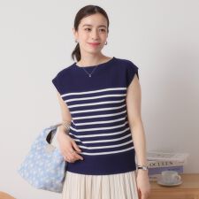 【清涼感／洗濯機OK】フレンチスリーブニット