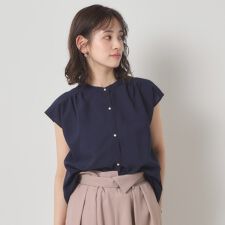 【清涼感／手洗い可】麻調前開きブラウス