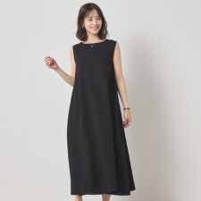 【清涼感／手洗い可】麻調メッシュワンピース