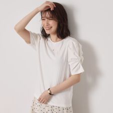 【手洗い可】ランダムテレコ袖タックプルオーバー