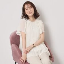 【手洗い可】プリーツブラウス