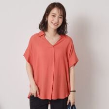 【接触冷感／手洗い可】強撚スラブスキッパーブラウス