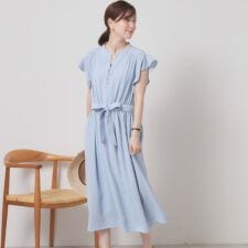 【手洗い可】フリル袖ブラウジングワンピース