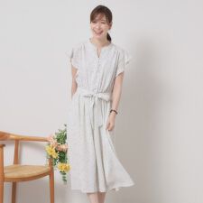 【手洗い可】フリル袖ブラウジングワンピース