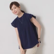 【接触冷感／手洗い可】フリル袖ブラウス