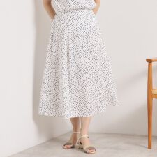 【UVカット／速乾／冷感／洗濯機OK／洗濯後しわになりにくい】麻調ストレッチタックスカート＜ラク服シリー