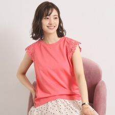 【手洗い可】袖レースポンチプルオーバー