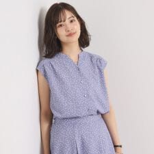 【UVカット／速乾／冷感／洗濯機OK／洗濯後しわになりにくい】麻調ストレッチ前開きブラウス＜ラク服シリー