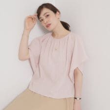 【清涼感／手洗い可】サッカーストライプブラウス